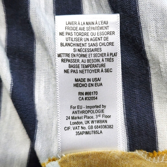 Anthropologie Blue Stripe Front Polka Dot Shirt - Picture 6 of 6